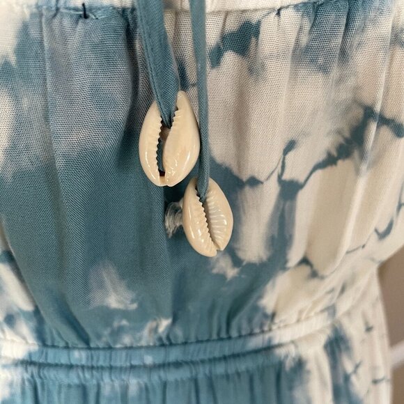 NWT Lulus In a Daydream Blue & White Tie-Dye Maxi Dress - Halter Dress, Size M - Picture 7 of 10